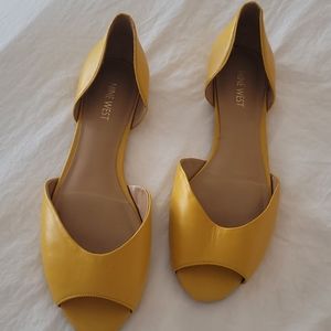 Yellow nine west leather flats